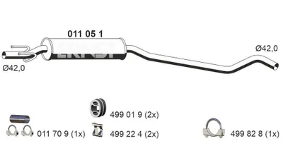 Produktbild von ERNST 011051 Mittelschalldämpfer Schalldämpfer für OPEL Corsa B Schrägheck (S93)