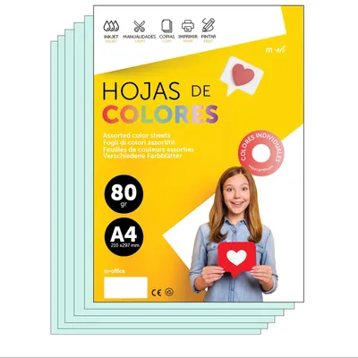 Produktbild von Buntes Papier A4 80g für Drucker & Basteln, Farbige Blätter für Kinder, Kreativp