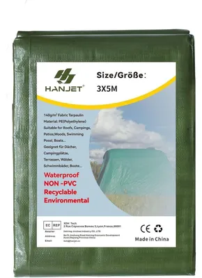Immagine prodotto di Telo in polietilene (PE), verde, impermeabile, resistente, riciclabile, peso 140 g/m², dimensioni 3 x 5 metri