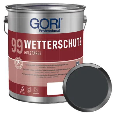 Produktbild von GORI 99 Wetterschutz Holzfarbe 2.5 Liter ANTHRAZIT Holzfassadenfarbe Wetterschutzfarbe