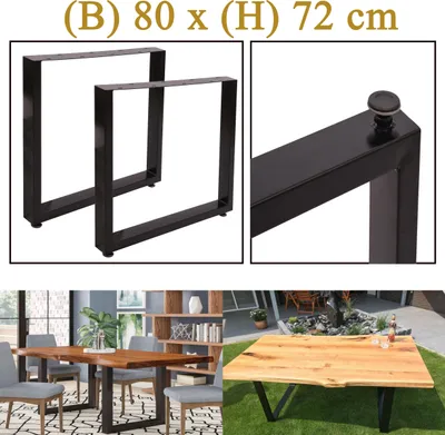 2er Set Tischgestell 80x72 cm Tischbeine Tischkufen schwarz Stahl Tischuntergestell 80x40mm Industrie Design Esstischgestell 2 Stück Tischfuß Hairpin Tisch