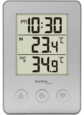Produktbild von Technoline WS 9175, Silber, Innen-Thermometer, Außen-Thermometer, Thermometer, F, °C, 30 m, 433 MHz