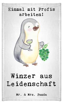 Produktbild von Mr. & Mrs. Panda Handtuch Winzer Leidenschaft - Weiß - Geschenk, Gäste-WC, gäste wc, Gästehandtuch 30x50, Klein, Kleines
