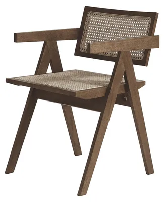 Produktbild von LIMHOME Esszimmerstuhl SW021-1 (Packung, 1 St), Eichenholzrahmen mit Sitzfläche aus Rattan, Eiche-Nussbaum