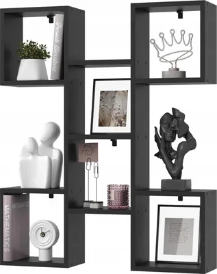 Productafbeelding van EstiloHome Wandplank TALLO, 80 x 100 cm, zwart – hoge wandplank