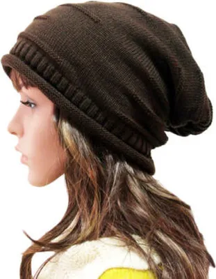 Produktbild von Mütze Uni Wintermütze Beanie Warm Sport Slouch Strickmütze Damen Herren 01 Braun