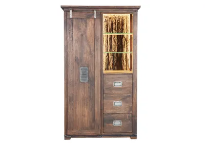 Produktbild von Woodroom Highboard aus massivem Mangoholz 100x175x45 cm inkl. Beleuchtung