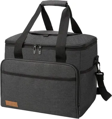 Image de Grand panier isotherme pliable - Panier à provisions isotherme avec couvercle amovible pour 2 personnes - Réfrigérateur avec corps isotherme renforcé - Équipé de 4 éléments réfrigérants