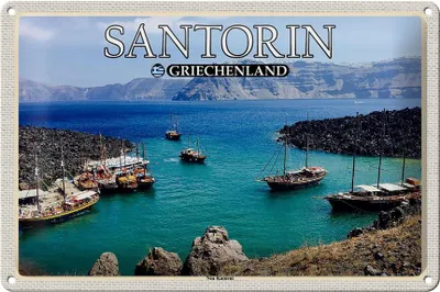 Produktbild von Blechschild Reise 30x20cm Santorin Griechenland Kameni Vulkaninsel