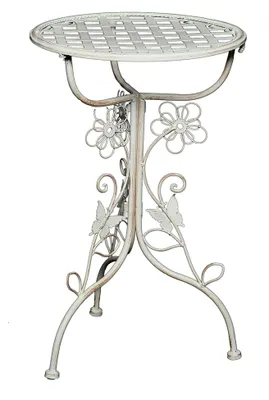 Produktbild von Beistelltisch Flora | Eisen, antik weiß, Shabby Design | Kaffeetisch, Gartentisch, Vintage Pflanzentisch, Landhaus Balkontisch