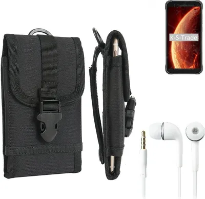 Produktbild von K-S-Trade Holster Schutz Hülle kompatibel mit Blackview BV4900 Gürteltasche Handy Hülle Tasche outdoor Seitentasche schwarz 1x + Kopfhörer