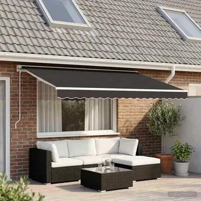 Obrázek produktu pro Maison Exclusive – Náhradní látka na markýzu, šedá barva, rozměry 480 x 295 cm, materiál: polyester