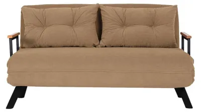 Image de CALICOSY - Canapé lit 2 places convertible en tissu avec pieds en métal L133 cm - SANDO