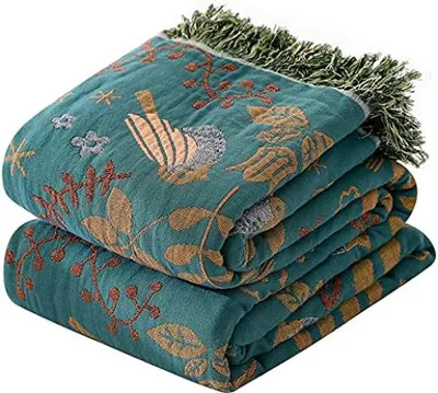 Obrázek produktu pro Bavlněná deka z českého bavlny 200x230 cm, oboustranná, květinový vzor, na pohovku, postel, do kanceláře, na kempování