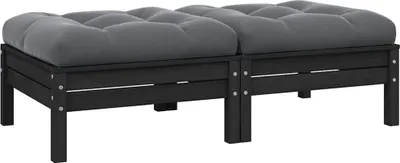 Produktbild von vidaXL Gartensofa 2-Sitzer mit Kissen in Schwarz Massivholz Kiefer