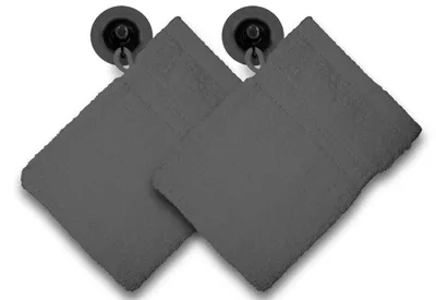 Produktbild von 2er Set Waschhandschuhe Waschlappen anthrazit graphit 16x21 cm Frottee Baumwolle