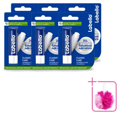 Imagen del producto de 6 bálsamos labiales Labello Classic Care - Nutritivos y protectores - 5,5 ml - Paquete económico - 6 unidades