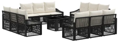 Produktbild von vidaXL Gartensofa-set 13 stk. Schwarz und Cremeweiß Poly-Rattan