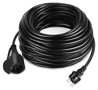Immagine prodotto di Cavo di prolunga QEENTOE da 30 metri con protezione, cavo elettrico per esterni IP44 con spina Schuko, cavo di alimentazione da 230 V con messa a terra, fino a 3500 W, robusto cavo per cantieri, giardino, officina e uso esterno, colore nero