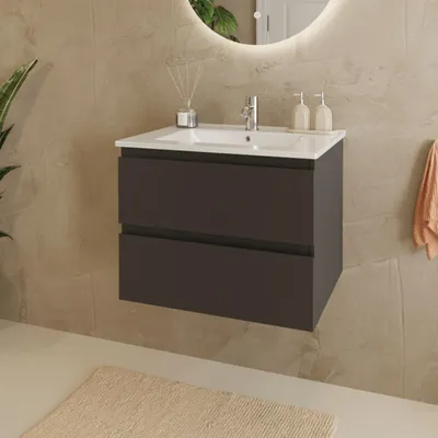 Zdjęcie produktu dla LOMAZOO MARENZA 60 cm, czarny mat, biała umywalka
