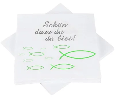 Servietten Fisch-Motiv 33x33 cm, 32 Stück, 2-lagig, grün