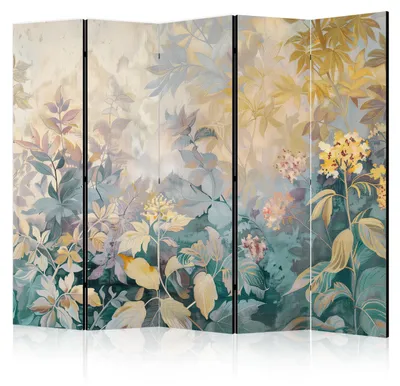 Produktbild von Muralo Beidseitig bedruckter PARAVENT 5-teilig Raumteiler klappbar Wiese Blumen Motiv 225cmx172cm