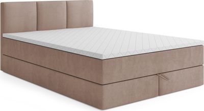 Boxspringbett RYGA mit Bettkasten Matratze Topper Doppelbett 120 x 200 cm (Swing 3 - beige) H3
