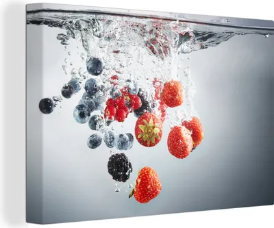 Produktbild von OneMillionCanvasses® - Leinwandbilder - 150x100 cm, Rot - Obst - Wasser, Wandbilder Kunstdruck Wanddekoration