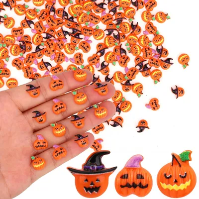 Mini-Harzkürbisse, 210 Stück, orange, Halloween-Deko, 2,1 cm