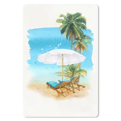 Produktbild von MuchoWow® Mauspad Mousepad Strandkorb - Sonnenschirm - Palme - Meer 18x27 cm - Mousepads - Maus Mat - Pad - Mausunterlage