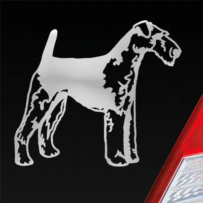 Produktbild von Auto Aufkleber Airedale Terrier Dog Tier Hund 12x10 cm Silber Sticker Heckscheibenaufkleber