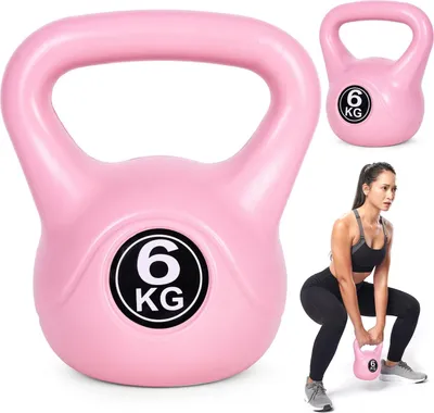 Produktbild von Kettlebell 6 kg für Training, Kurzhantel, Gewichtsball, Fitnesslast, Pink, ModernHome