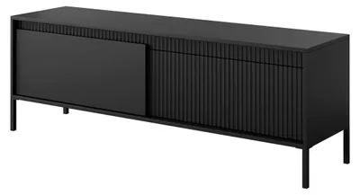 Produktbild von Lowboard TV-Schrank FERRATO 153 cm Schwarz Riffelung grifflos 2D