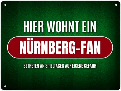 Produktbild von Hier wohnt ein Nürnberg-Fan Metallschild XL mit Rasen Motiv Schild Blechschild