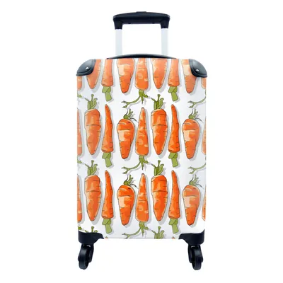 Produktbild von MuchoWow® Koffer Handgepäck Trolley Rollkoffer Kleine Reisekoffer mit 4 Rollen - Karotte - Gemüse - Muster - Cabin Size < 55x40x23 cm & 55x40x20 cm - Fotokoffer - Kabinenkoffer - Boardgepäck - Reise-Box - Reisekoffer - Reisegepäck - Koffer mit Bild - Trolley für Kinder