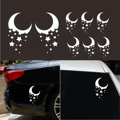 Produktbild von Autoaufkleber Mond mit Sternen 8 Stück Weiß