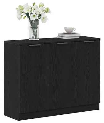 Immagine prodotto di Comodino – Cassettiera e mobile contenitore in legno effetto noce nero, dimensioni 90,5 x 30 x 70 cm