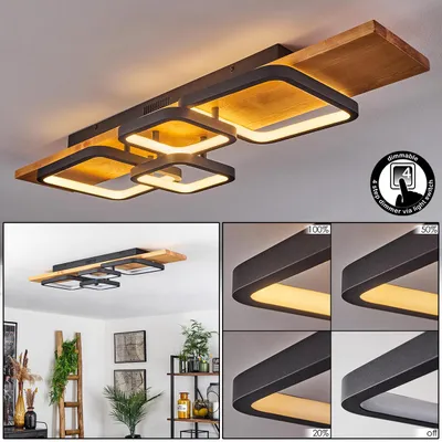 Produktbild von Palermo »Palermo« dimmbare Deckenlampe, Metall/Holz/Kunststoff, Schwarz/Natur