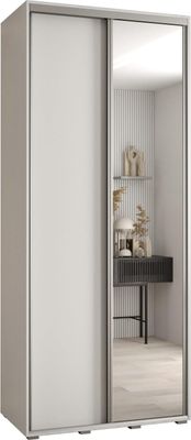 MEBLE KRYSPOL Davos 3 Schrank, zwei Türen - 235,2x110x45 cm - Weiß Weiß Silber