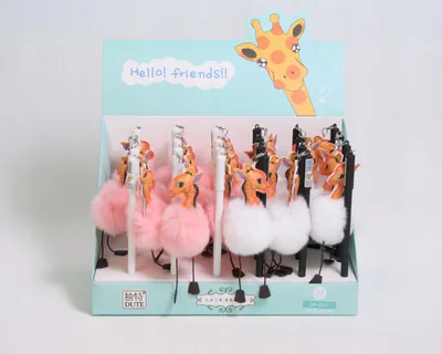 Produktbild von Fineliner mit Pompon Giraffe Kinder Stift Schule Büro Schrein Zufallsfarbe 1 Stück