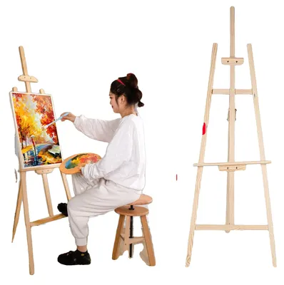 Image de Chevalet d'artiste, hauteur 150 cm, poids 2,5 kg, largeur de la base 58 cm, hauteur maximale de la toile 100 cm, design réglable