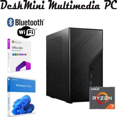 Produktbild von ASROCK DeskMini X600 Multimedia PC Ryzen 7 8700G 5,1 GHz Radeon 780M 64GB RAM 4TB SSD Win 11 Office 24 Pro