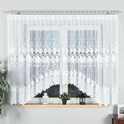 Produktbild von KASJANA - Fertiggardine aus Jacquard mit Schnitt unten - 400x160 cm - weiß