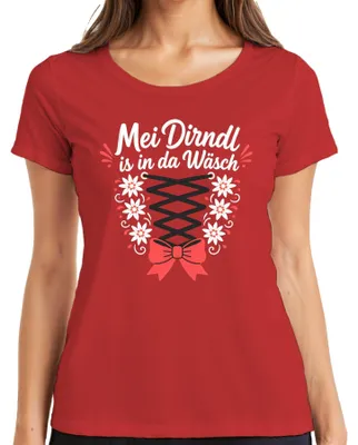 Obrázok produktu pre Mei Dirndl – Dámske tričko s motívom Oktoberfestu, náhrada za koženú sukňu "Lederhose", červené, veľkosť M
