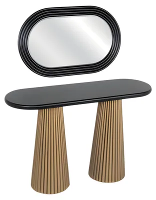 Image de Coiffeuse en bois noir avec miroir moderne et élégant