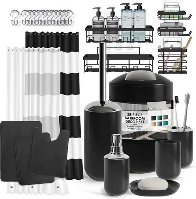 Produktbild von Famanu Badezimmeraccessoireset 28-teilig - Schwarz