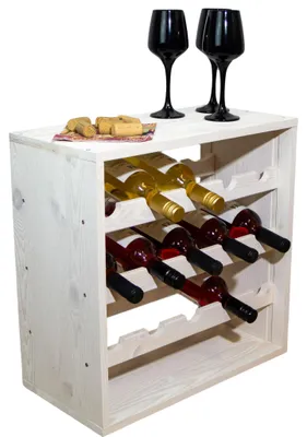 Produktbild von Flaschenregal für 15 Flaschen in weiß Weinschrank Weinständer Weinregal bodenstehend stabil auch für Gastronomie