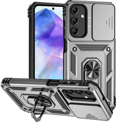 Produktbild von Samsung Galaxy A35 Hülle - Coverup Armor Ring Ständer Back Cover mit Kamera Schutz - Grau