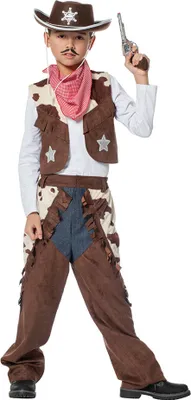 Produktbild von Cowboy Kostüm braun Kuhdruck Größe: 116