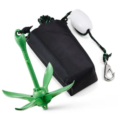 Produktbild von Kajak-Ankerset, 3,5 lbs - Paddle Board-Ankerset mit 8 m Seil und Boje - Faltbarer Kleiner Bootsanker mit Aufbewahrungstasche und Karabinerhaken - Kajak-Zubehör für Kajaks, Kleine Boote, Kanus.